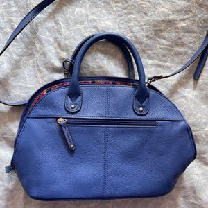 Tignanello Bright Blue Crossbody Bag with Bold Striped Interior